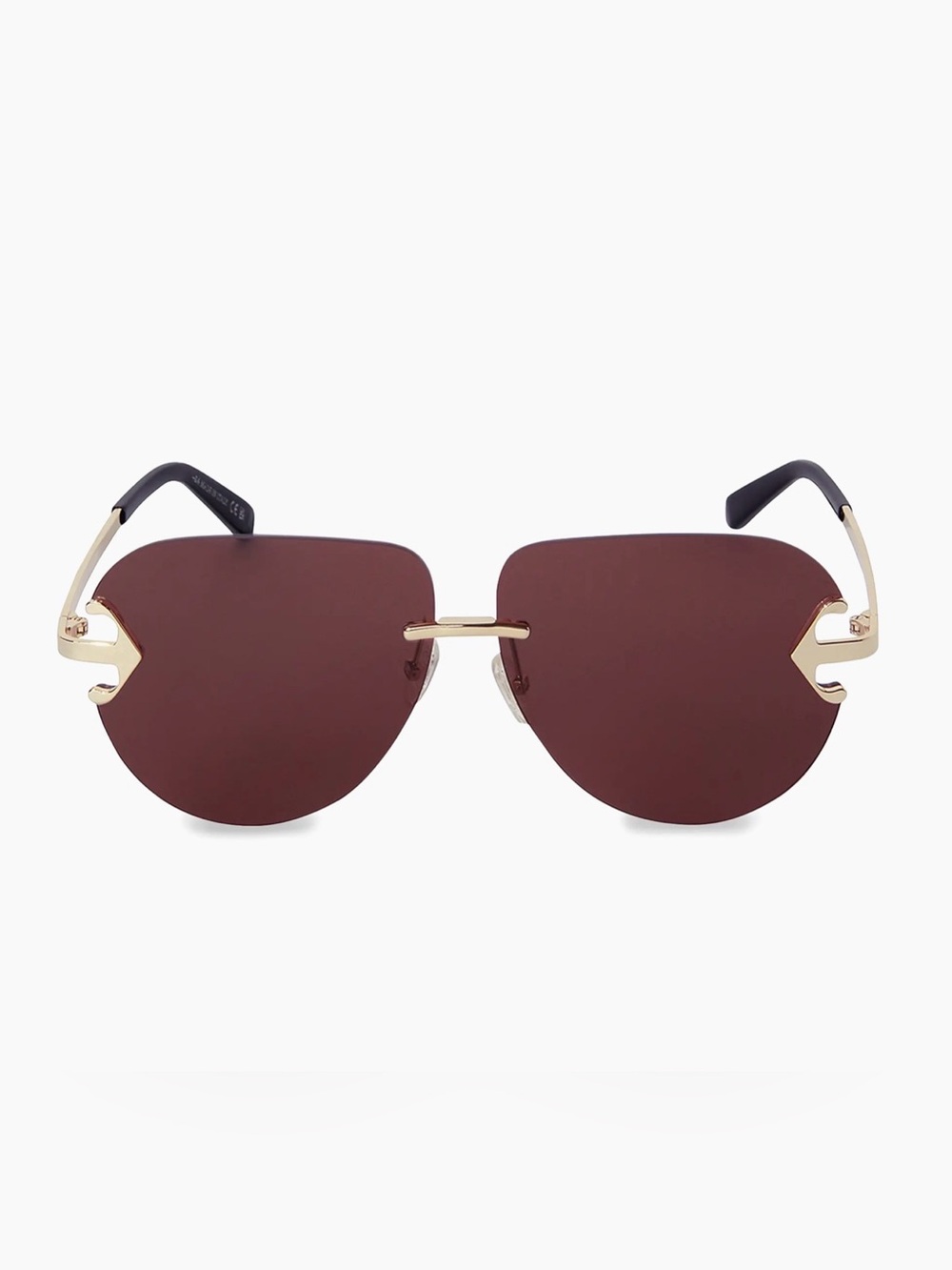 Off White Gold Trim Brown Rimless Sunglasses